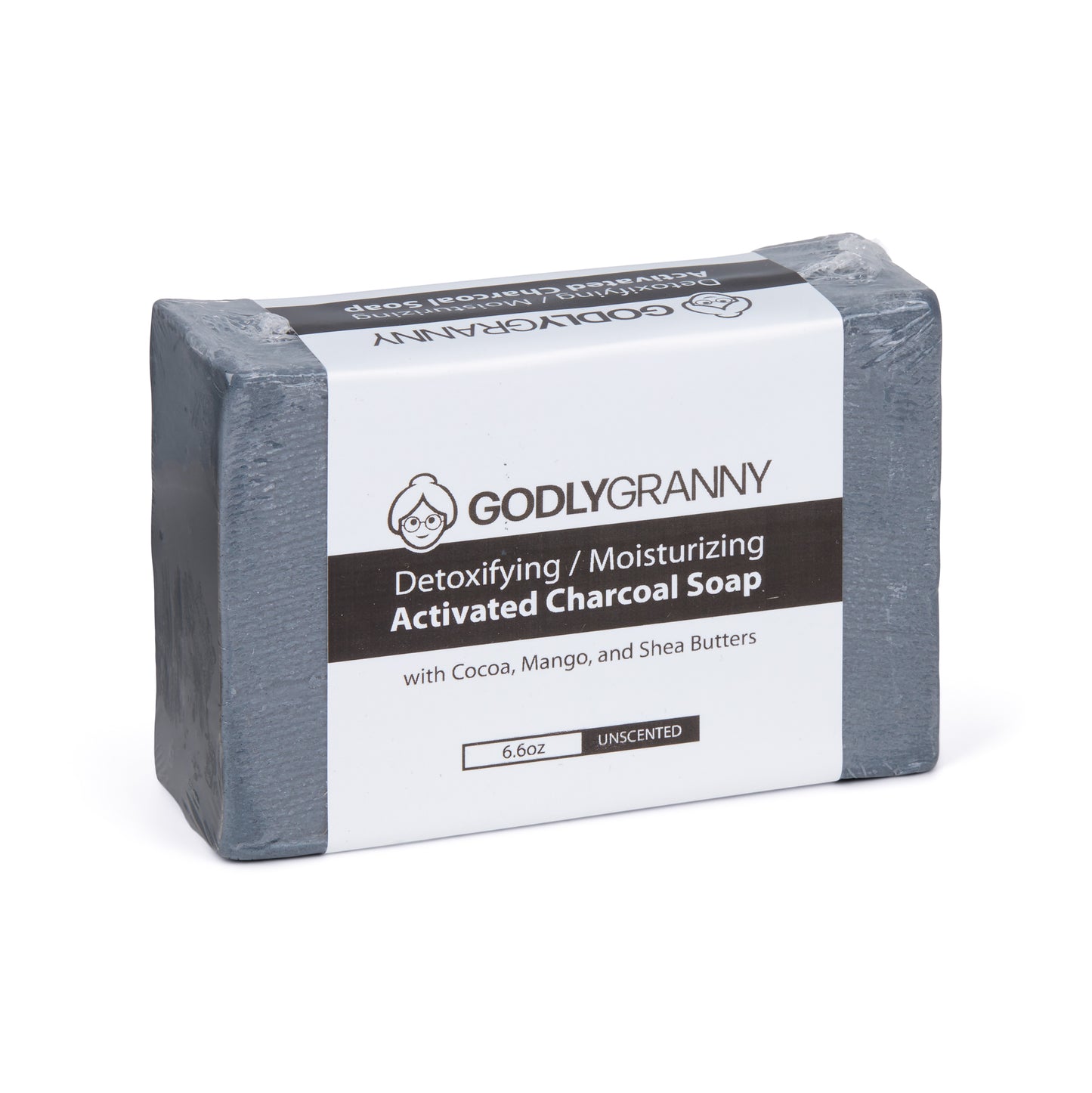 Detoxifying/Moisturizing Activated Charcoal Bar Soap with Cocoa, Mango, and Shea Butters (Unscented)