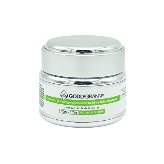 Brightening Age Spot/Hyperpigmentation Face & Body Moisturizing Cream w/Glycolic Acid + Green Tea (Naturally Scented)