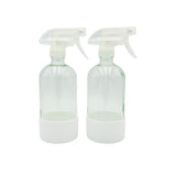 2-pack 16oz Empty Clear Glass Bottles with Trigger Sprayers with Silicone Sleeve